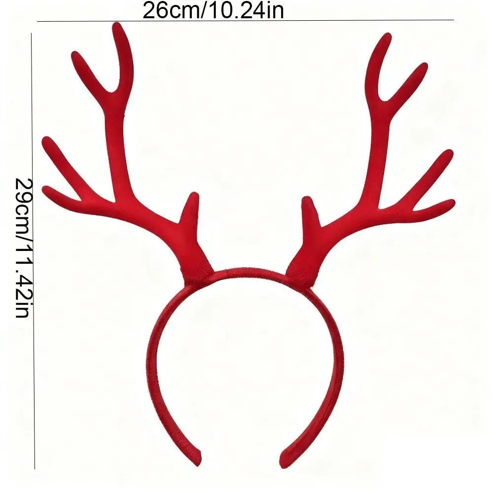 Deer Antler Headband – Realistic Christmas Hair Hoop Holiday Hair Accessory PLUSH