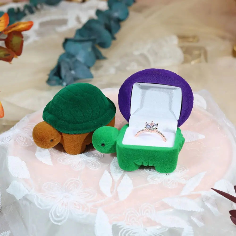 Turtle Tortoise Velvet Ring Box – Jewelry Gift Storage Case Jewelry Gift Box PLUSH