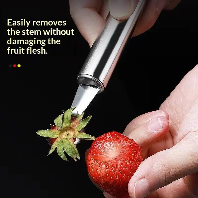 Stainless Steel Fruit Huller & Stem Remover | Strawberry Tomato Fruit Huller Tool PLUSH