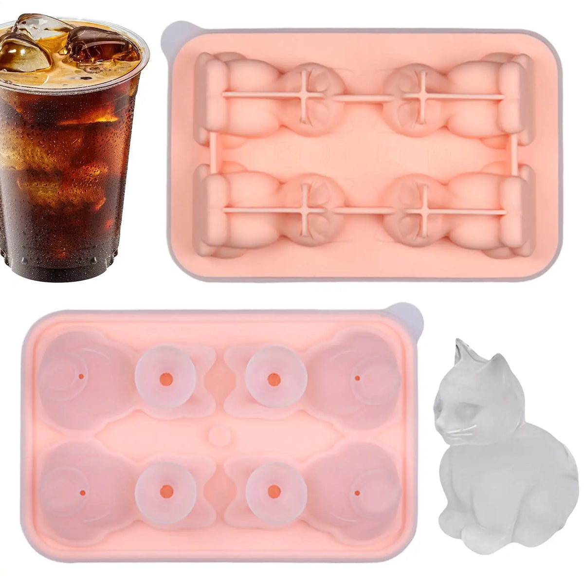 3D Cat Silicone Ice Cube Tray – Easy Release Ice Mold Silicone Ice Mold PLUSH