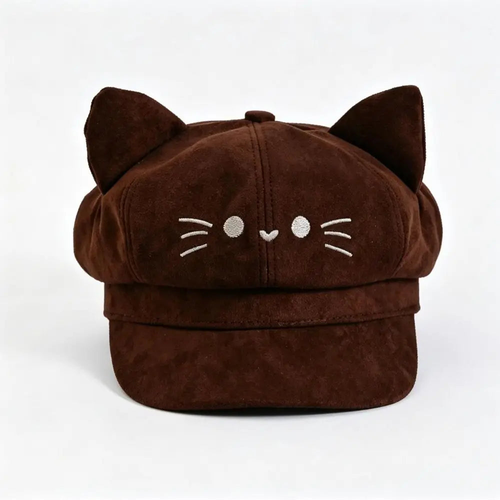 Embroidered Cat Ears Beret – Y2K Lolita Painter Hat Embroidered Beret Hat PLUSH
