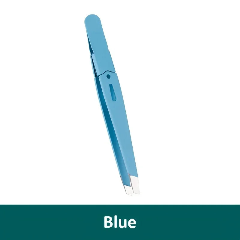 Slanted Stainless Steel Eyebrow Tweezer – Colorful Makeup Tool Eyebrow Tweezer PLUSH Blue