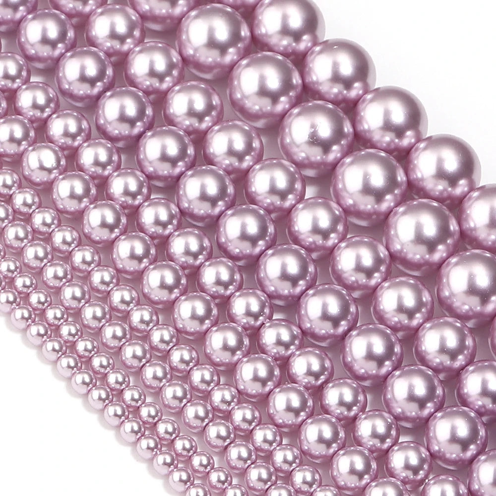 Purple Pearlescent Glass Spacer Beads 3–10mm | Imitation Pearl Glass Spacer Beads PLUSH