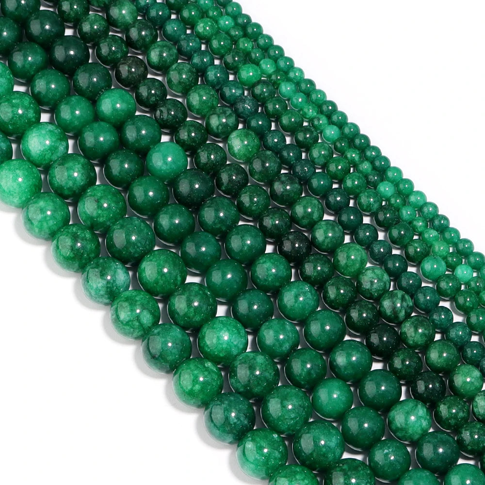 Green Jade Stone Round Spacer Beads 4–12mm | DIY Jewelry Stone Spacer Beads PLUSH