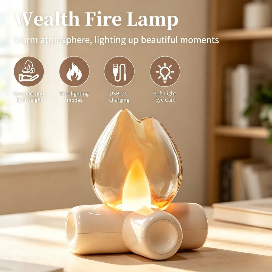 LED Simulated Flame Campfire Night Light – USB Rechargeable LED Night Light PLUSH