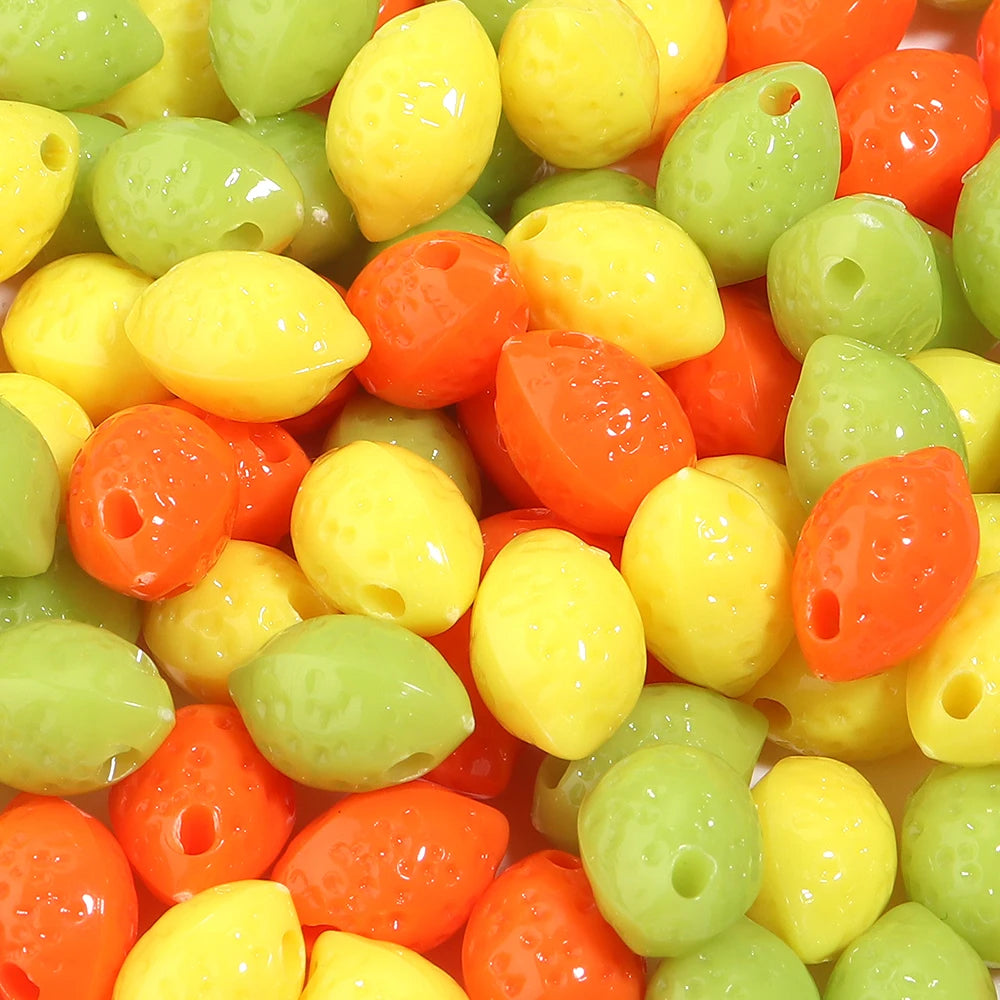 30pcs Lemon Acrylic Fruit Spacer Beads for DIY Jewelry Making Acrylic Spacer Beads PLUSH
