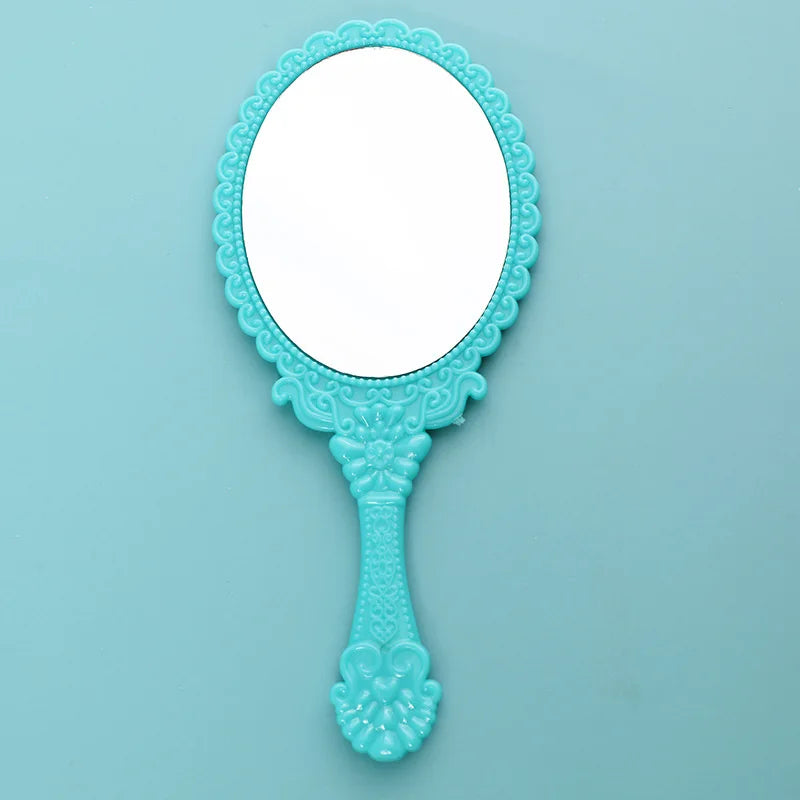 Vintage Handheld Makeup Mirror – Portable Round Cosmetic Mirror Handheld Makeup Mirror PLUSH Green