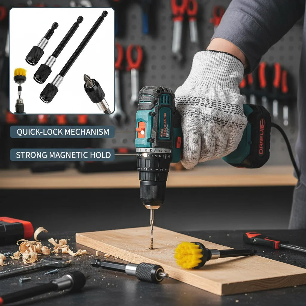 6.35mm Quick Release Drill Bit Extension Rod – 3 Sizes Drill Bit Extension PLUSH