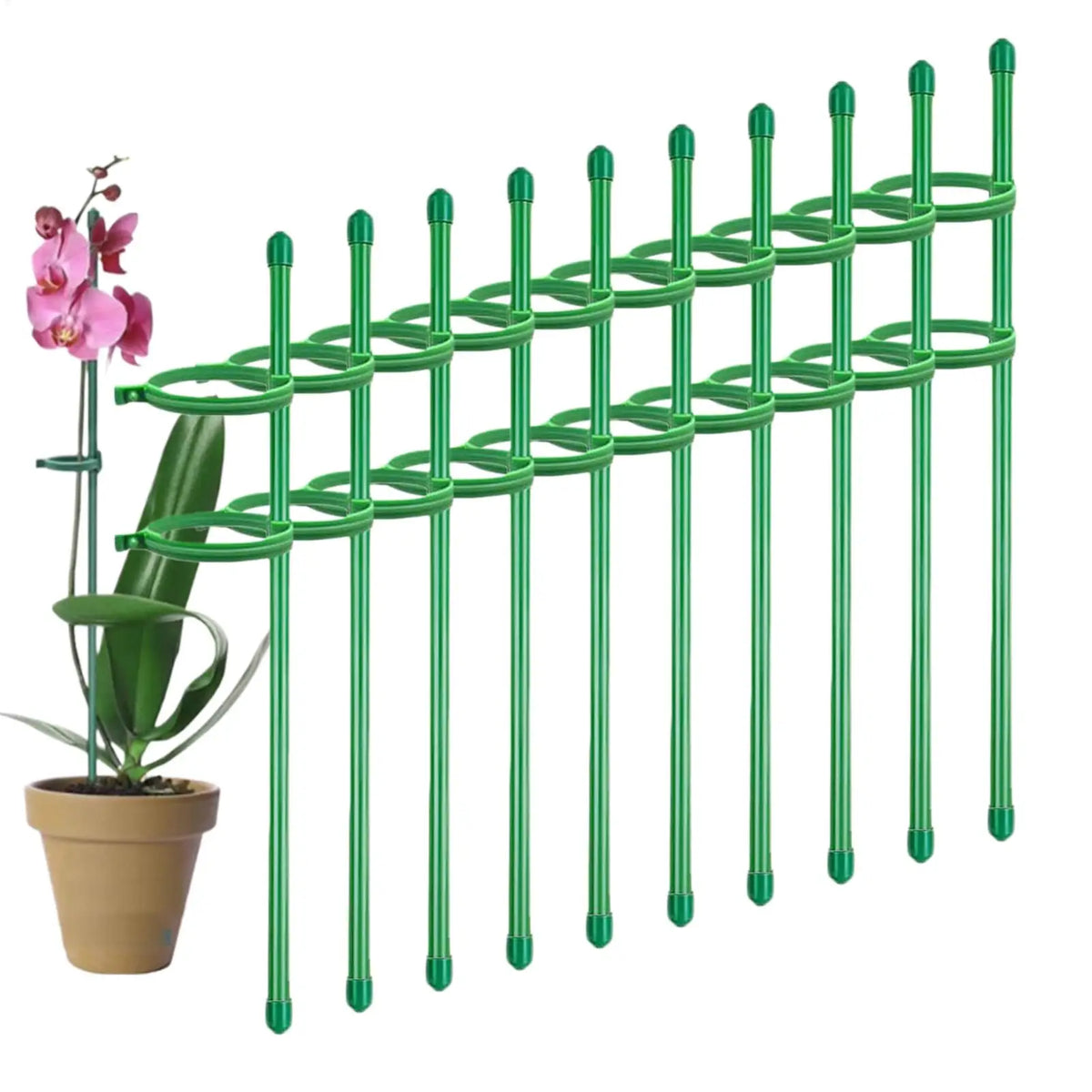 10pcs Adjustable Plant Support Stakes & Flower Grow Clips Plant Support Stakes PLUSH