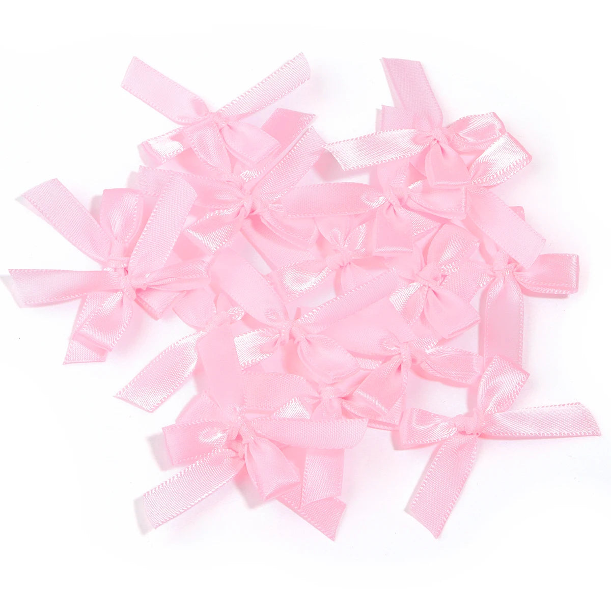 50pcs Satin Ribbon Bows 3.5x4cm – Colorful DIY Craft Decor Ribbon Bows PLUSH Pink 3.5x4cm