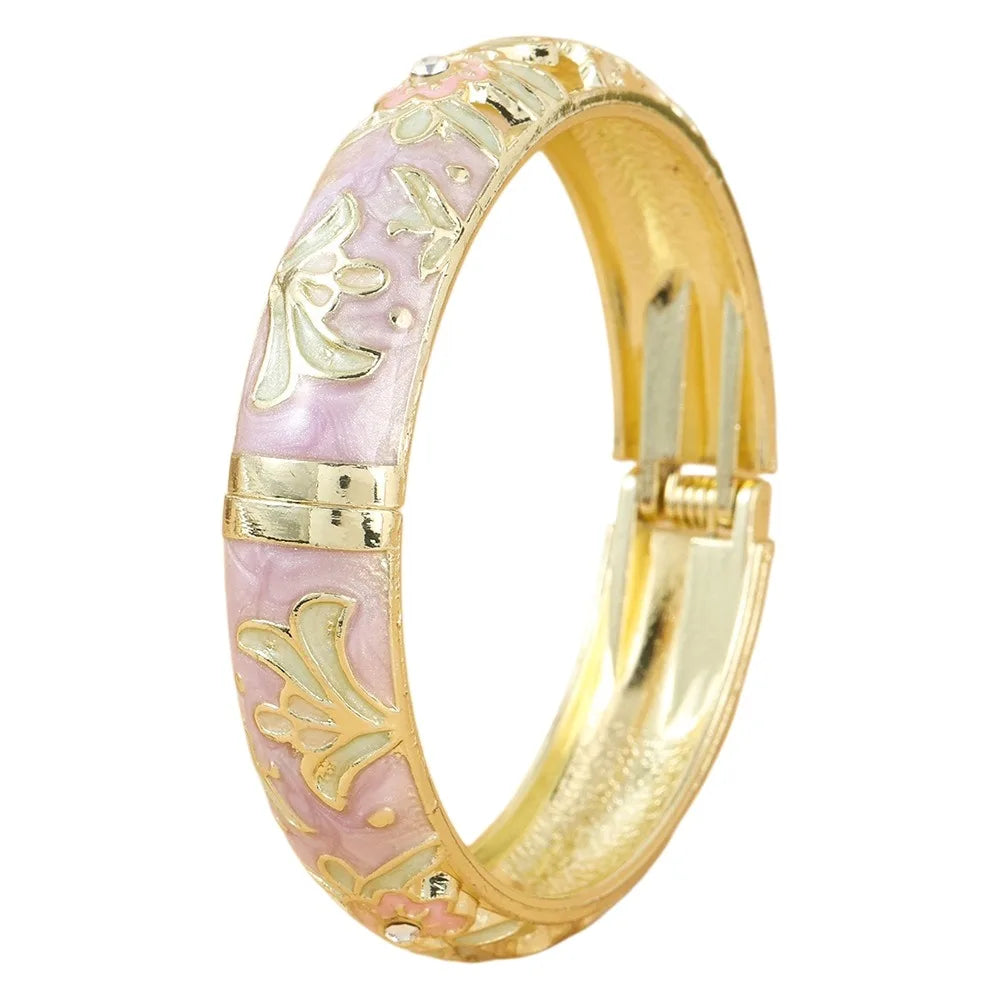 Enamel Cloisonné Bangle – Vintage Floral Women's Bracelet Enamel Bangle Bracelet PLUSH StyleA Purple