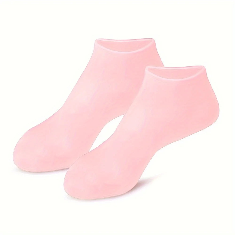 Silicone Moisturizing Foot Socks – Massage & Dry Heel Care Moisturizing Foot Socks PLUSH 2PC-Pink
