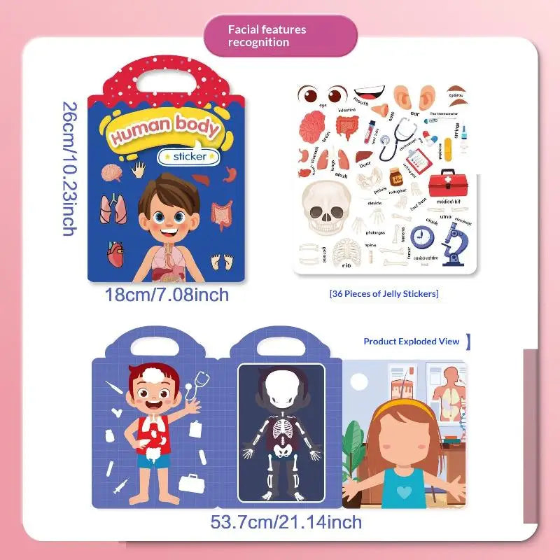 Jelly Sticker Book for Kids – Reusable Scene Puzzle Activity Kids Sticker Book PLUSH A6