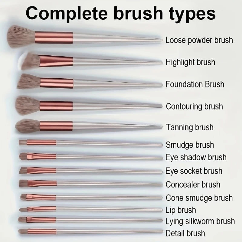 13-Piece Soft Cosmetic Brush Set – Eye Shadow, Foundation & More Cosmetic Brush Set PLUSH