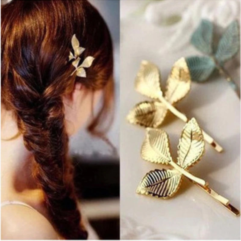 Pearl Metal Leaf Hair Clips – Golden Olive Branch Barrettes Hair Clips & Barrettes PLUSH