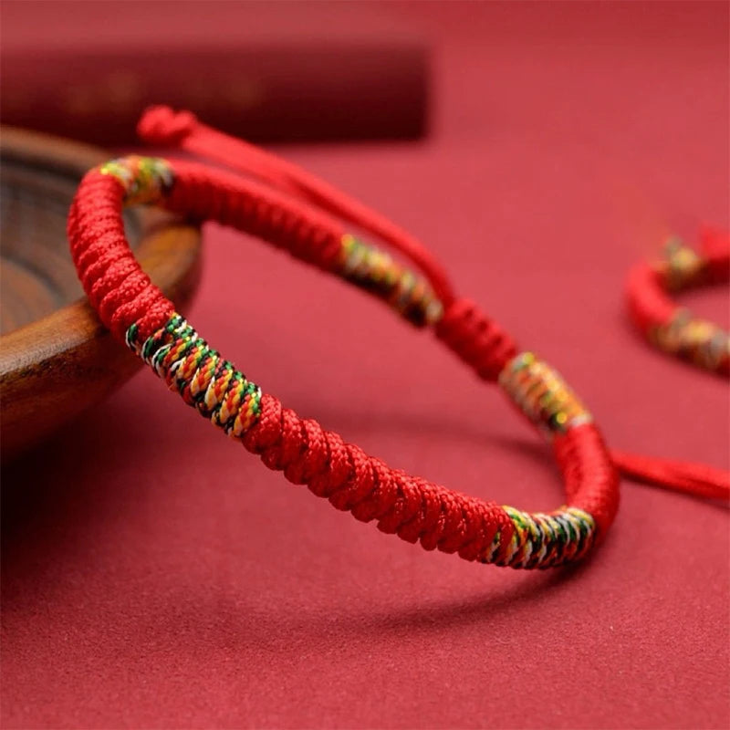Tibetan Lucky Red String Bracelet – Braided Adjustable Unisex Braided String Bracelet PLUSH style 3