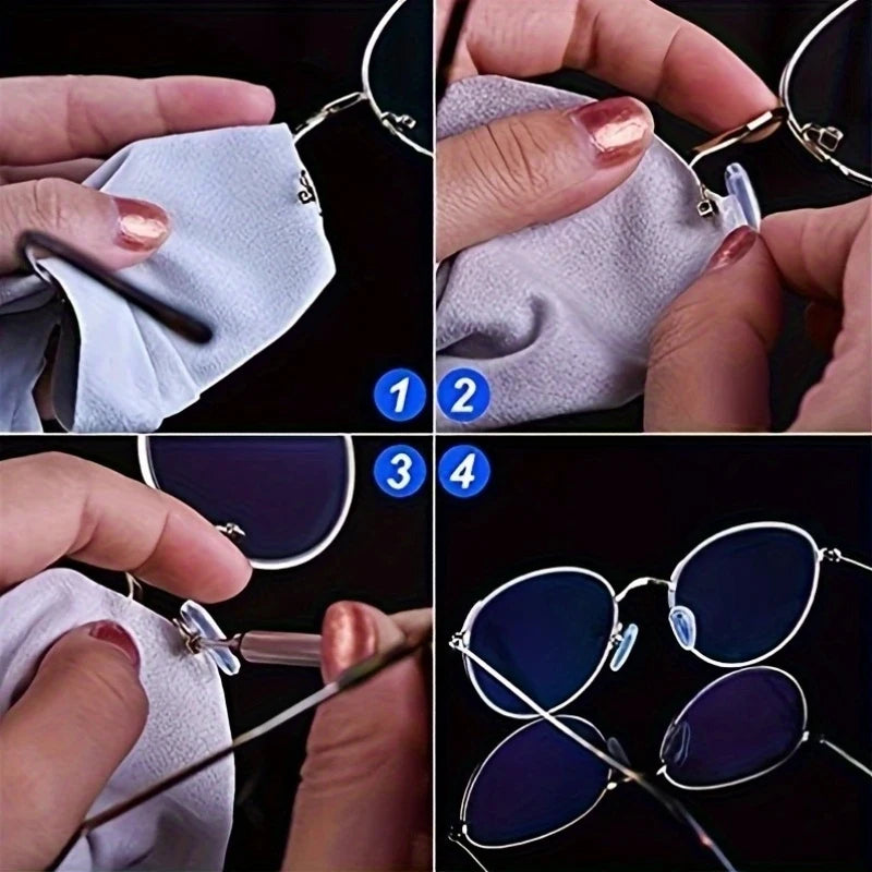 10pcs Silicone Nose Pads for Glasses + Screwdriver Kit Eyeglass Repair Kit PLUSH