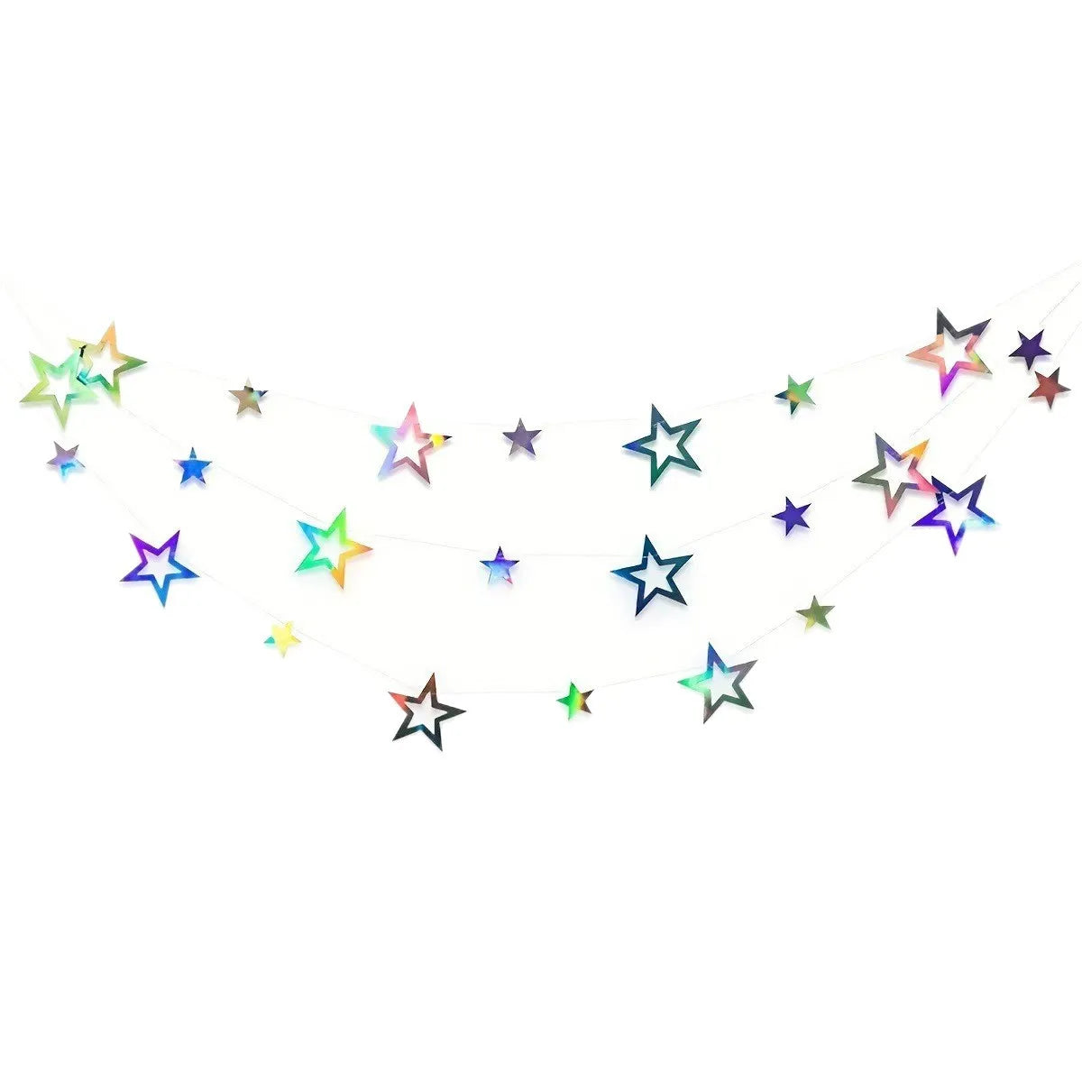 Silver Holographic Star Tinsel Garland – Party & Wedding Decor Party Tinsel Garland PLUSH