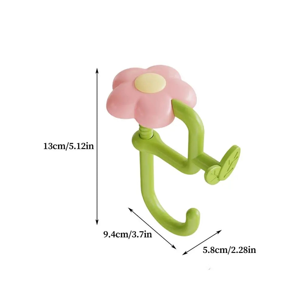 Flower Table Bag Hook – Portable No-Drill Purse Desk Hanger Desk Bag Hook PLUSH Pink