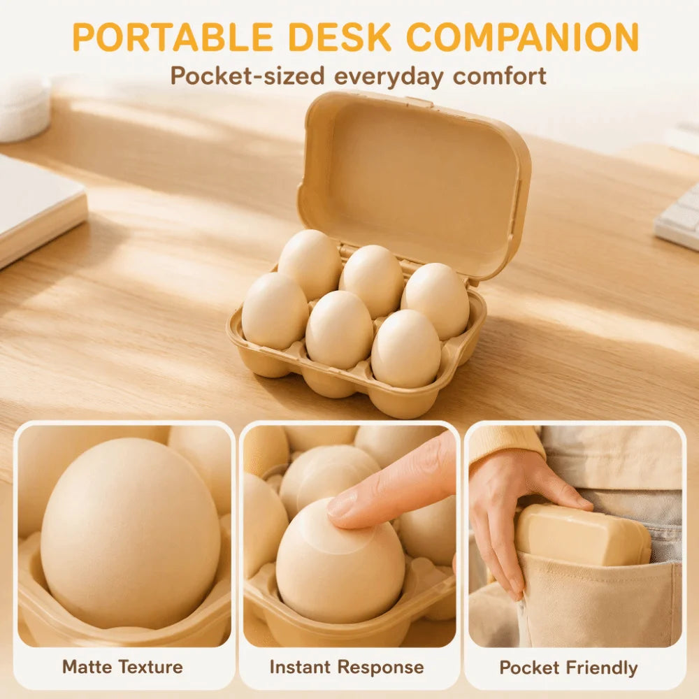 Egg Shape Button Clicker Keychain – Minimalist Beige Novelty Novelty Clicker Keychain PLUSH