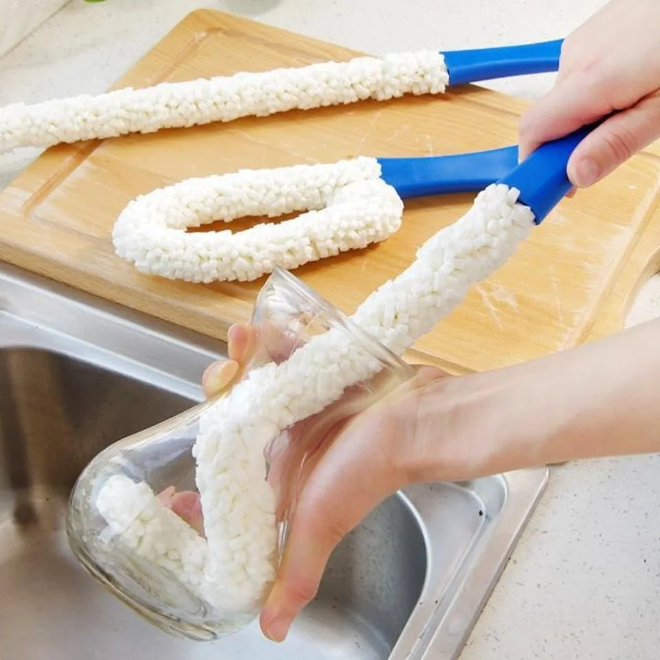 Long Reach Flexible Sponge Bottle Brush – Wine & Decanter Cleaner Bottle Cleaning Brush PLUSH