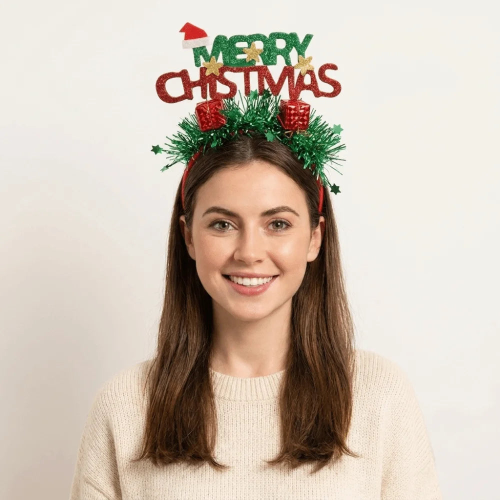 Shiny Christmas Headband Sequin Xmas Hair Hoop Party Accessory Holiday Hair Headband PLUSH