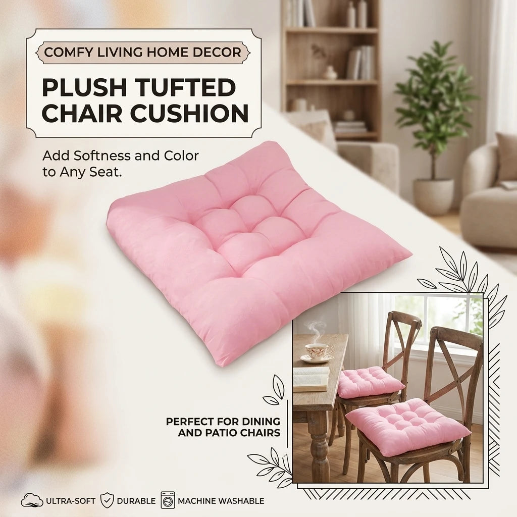 40x40cm Chenille Chair Cushion – Anti-Slip Tufted Seat Pad Chair Seat Cushion PLUSH