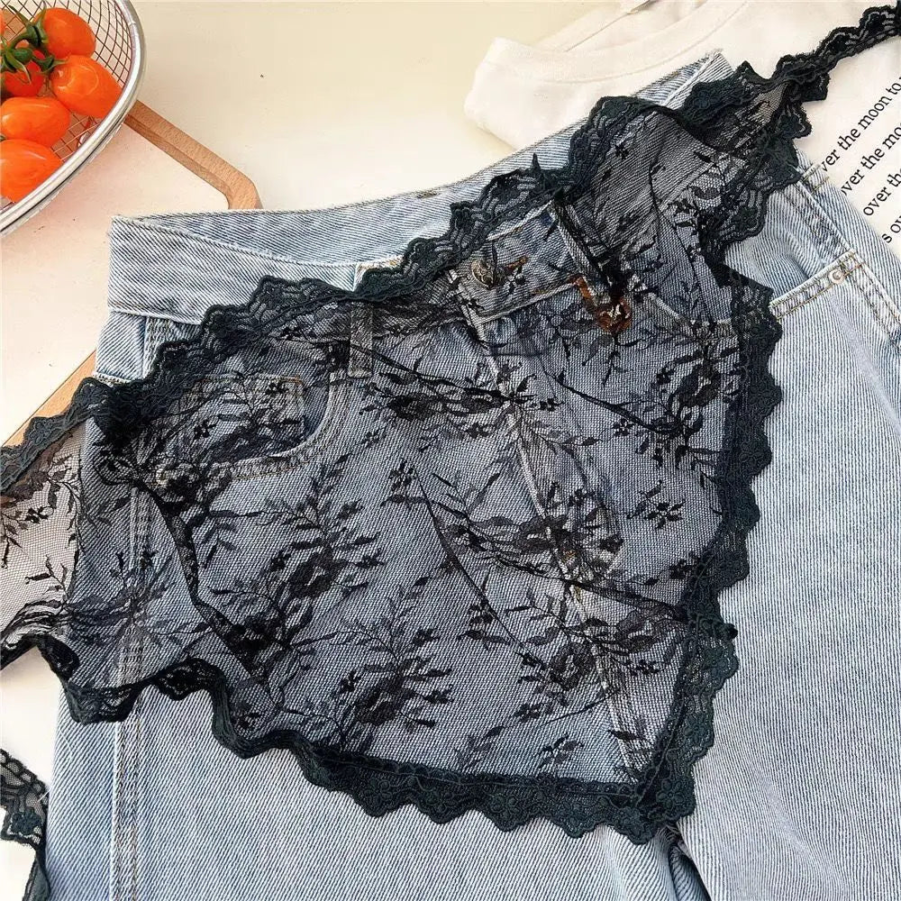 Y2K Lace Embroidery High Waist Mini Skirt – Lace-Up Half Skirt Lace Mini Skirt PLUSH