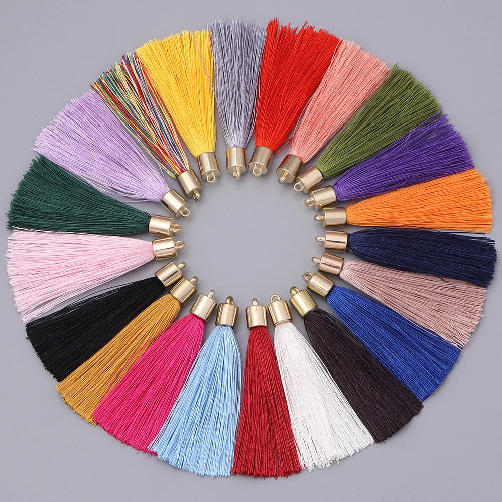 20pcs Colorful Silky Tassel Charms 6cm – DIY Jewelry Making Tassel Charms PLUSH
