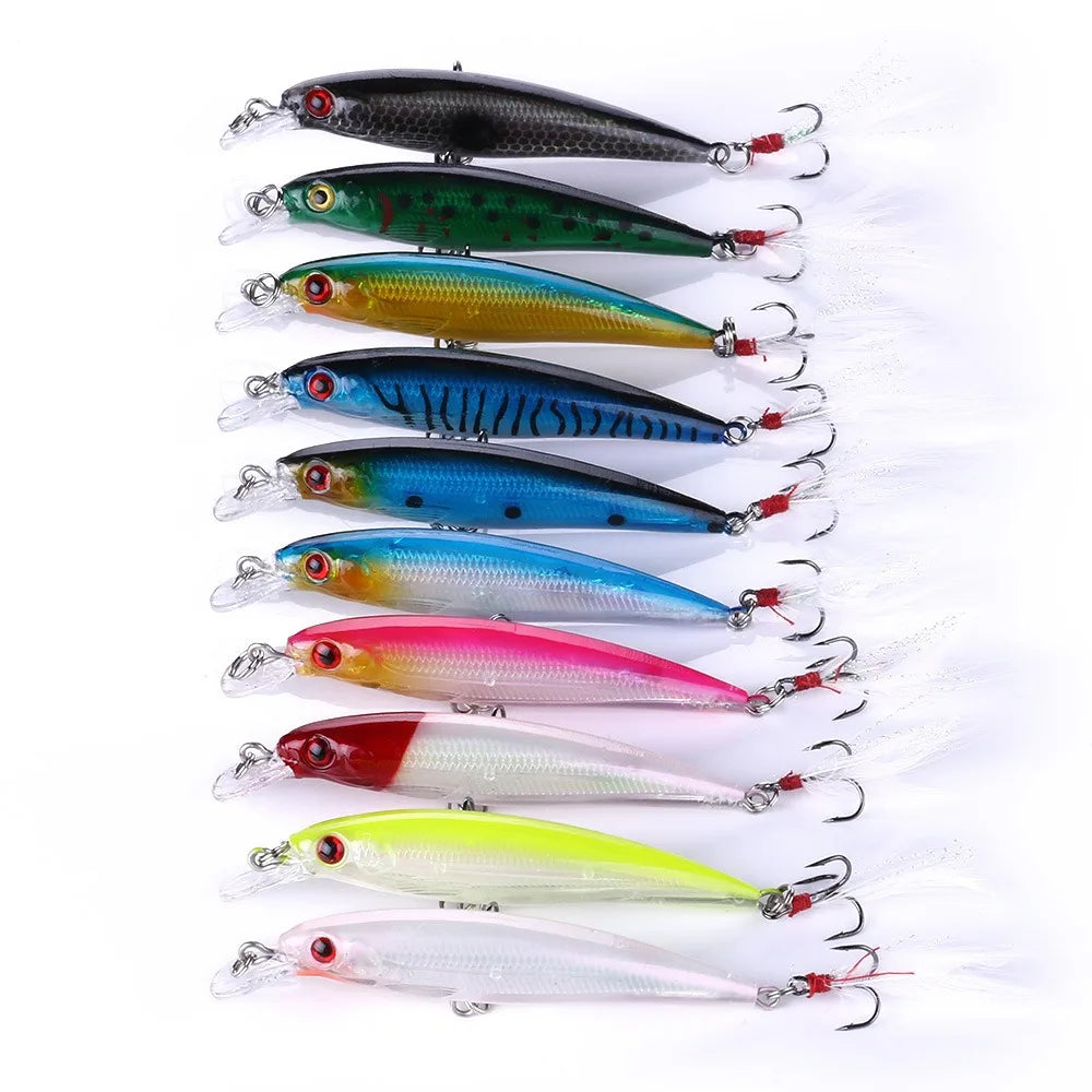 10pcs Simulation Fish Lures Kit 9cm/8g – Crank Bait Set Fishing Lure Kit PLUSH 10pcs