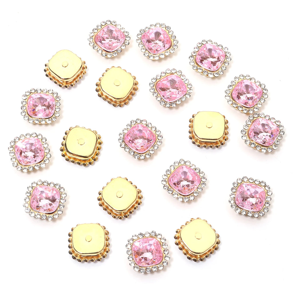 20pcs Square Sunflower Sew-On Acrylic Rhinestones – DIY Crafts Sew-On Rhinestones PLUSH light pink 1.4x1.4cm