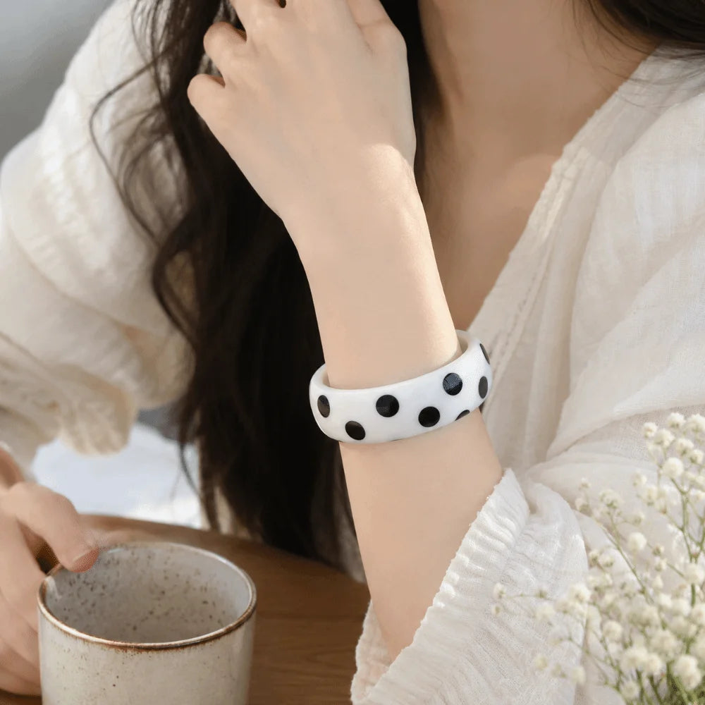 Vintage Resin Polka Dot Bangle – Punk Stackable Cuff Bracelet Cuff Bangle Bracelet PLUSH