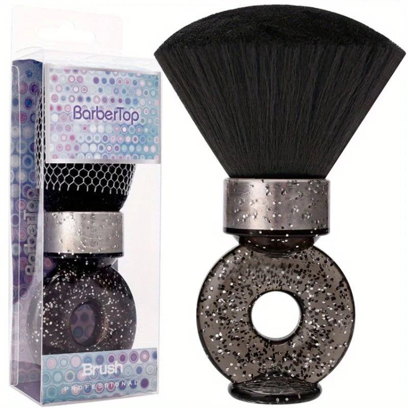 Barber Neck Duster Brush – Ring Handle Hair Cutting Cleaner Barber Neck Brush PLUSH Black