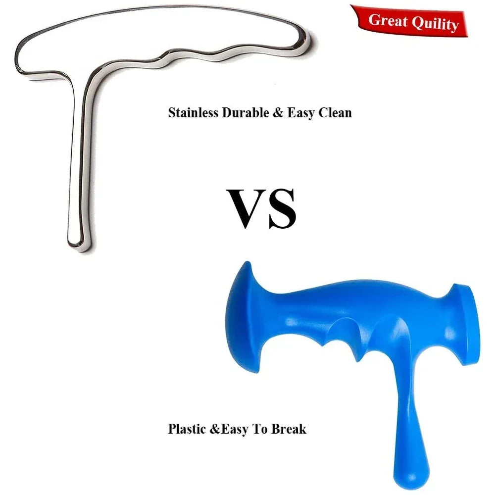 Stainless Steel T-Bar Trigger Point Massage Tool | DUTRIEUX Trigger Point Massager PLUSH