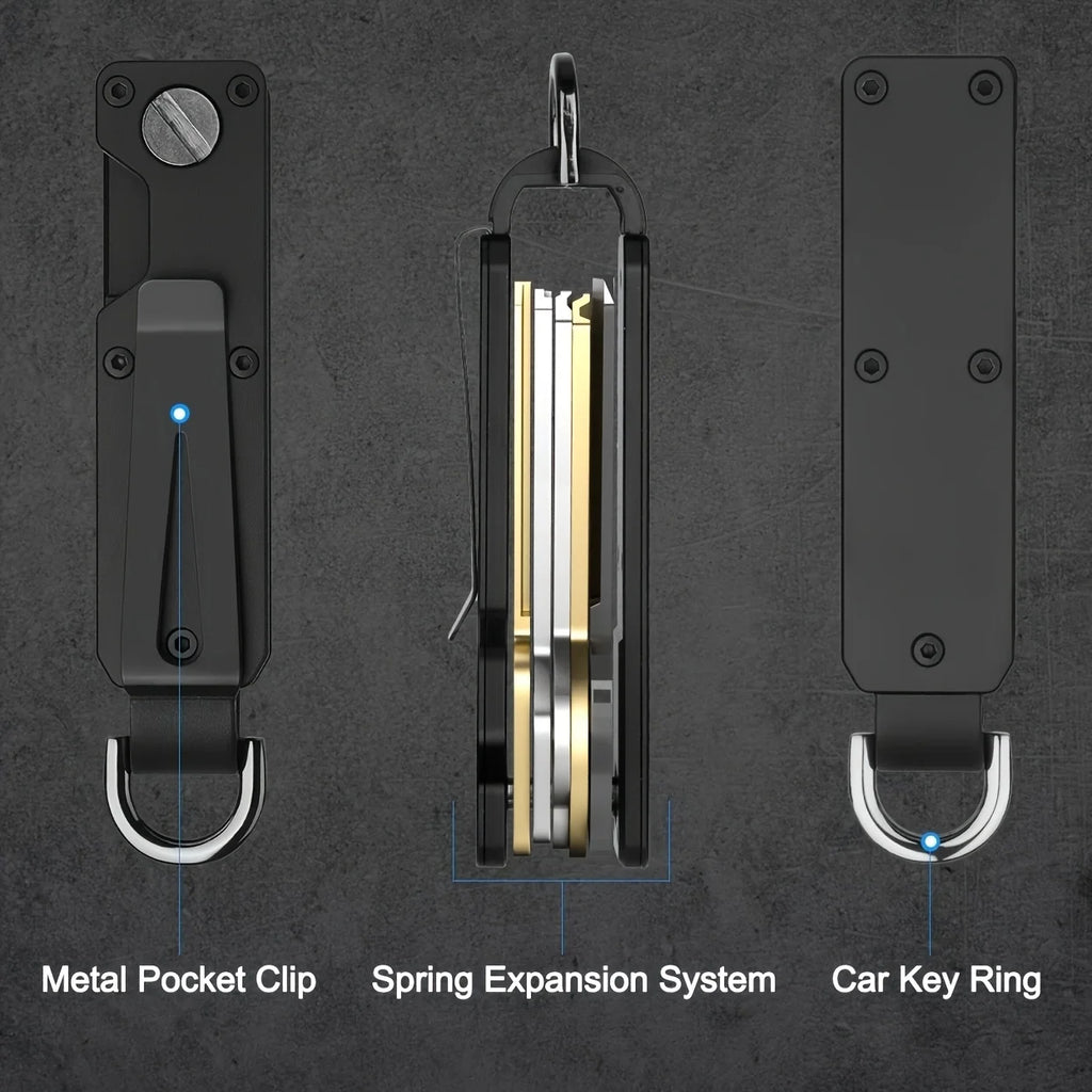 Compact Aluminum Key Organizer with Carabiner Clip | 1–5 Keys Key Organizer PLUSH