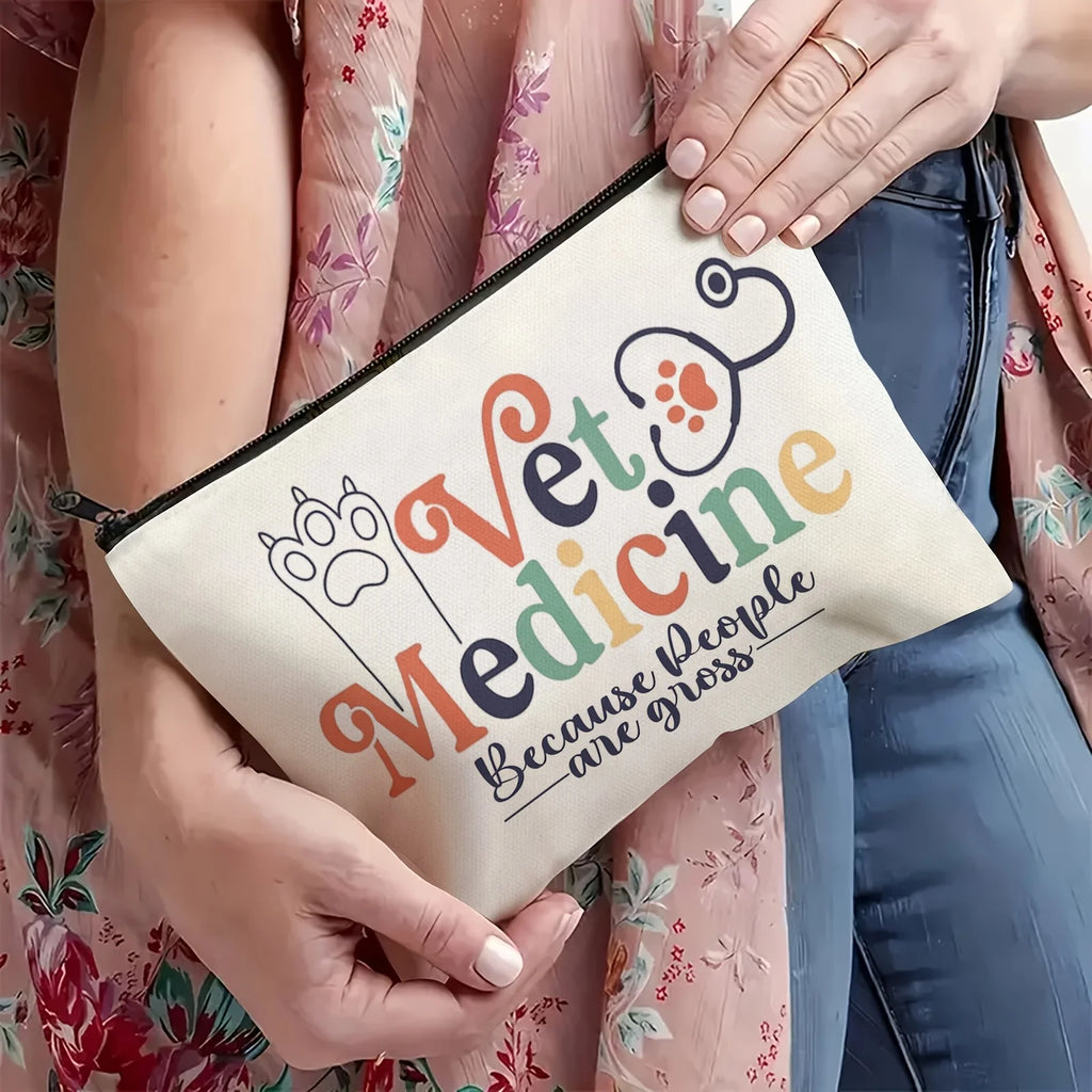 Veterinary Themed Makeup Bag – Cute Zipper Travel Pouch Zipper Cosmetic Bag PLUSH