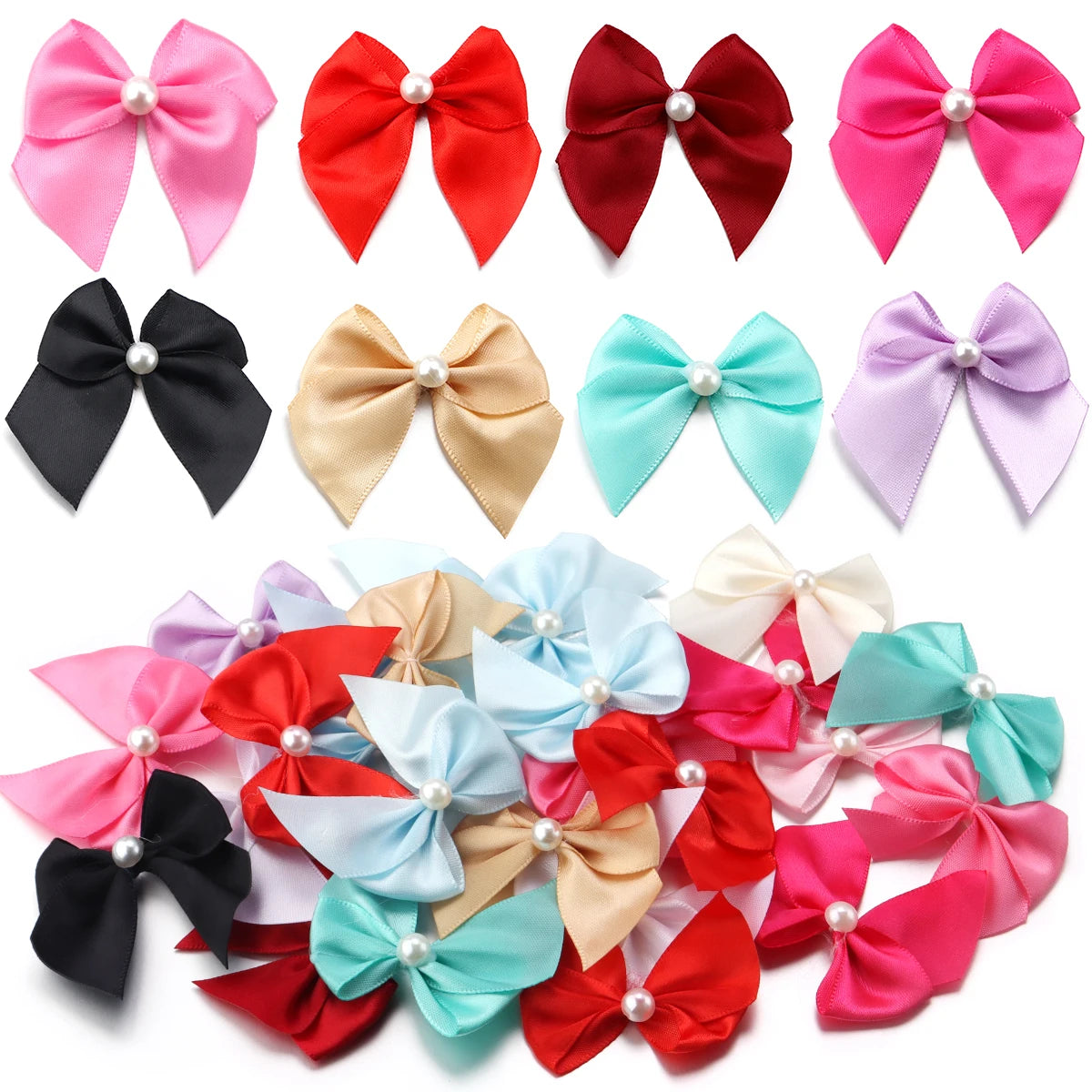 20pcs Satin Ribbon Bows 5.5x6cm – DIY Craft Decoration Satin Ribbon Bows PLUSH