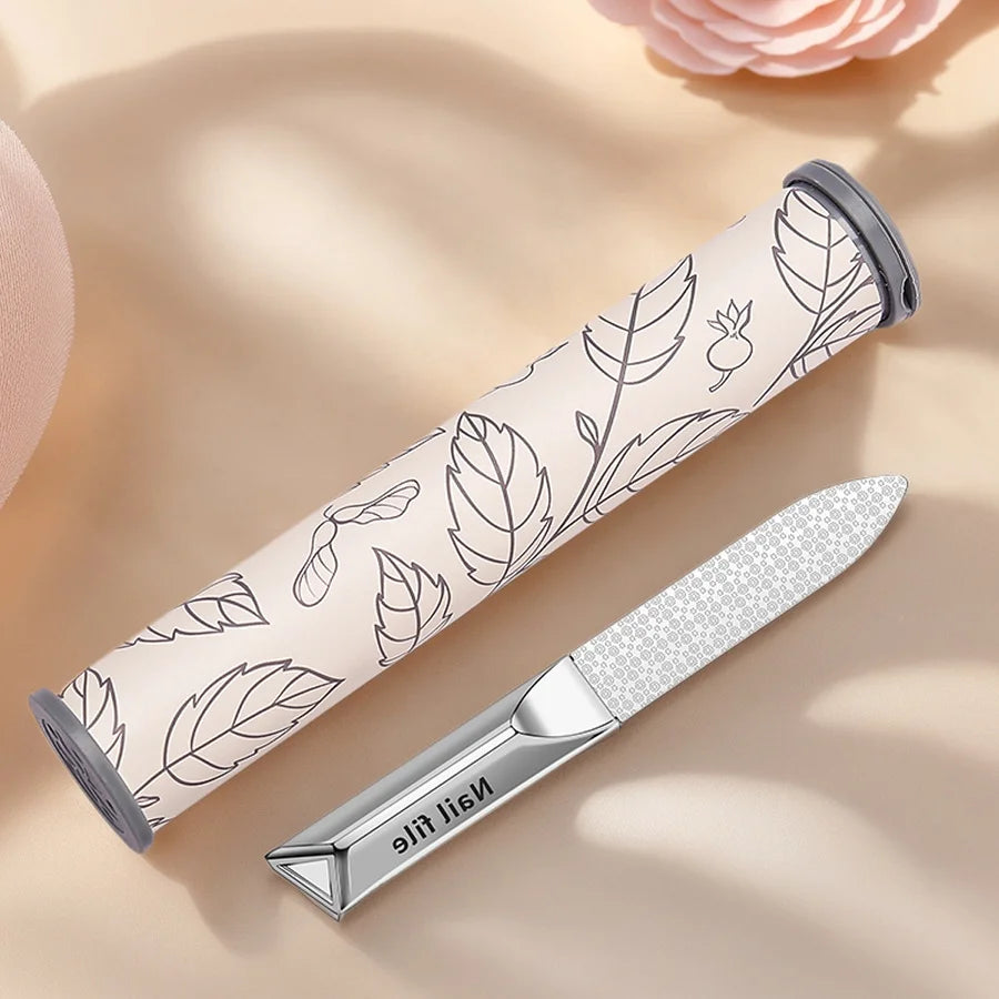 Ouriner Double-Sided Stainless Steel Nail File with Storage Case Nail File PLUSH Nail file