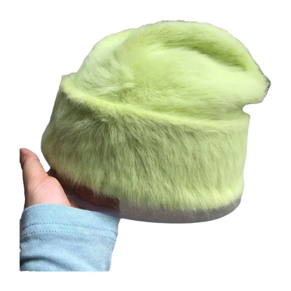 Women's Slouchy Knit Beanie Hat – Y2K Winter Thermal Skullcap Winter Knit Beanie PLUSH Light Green