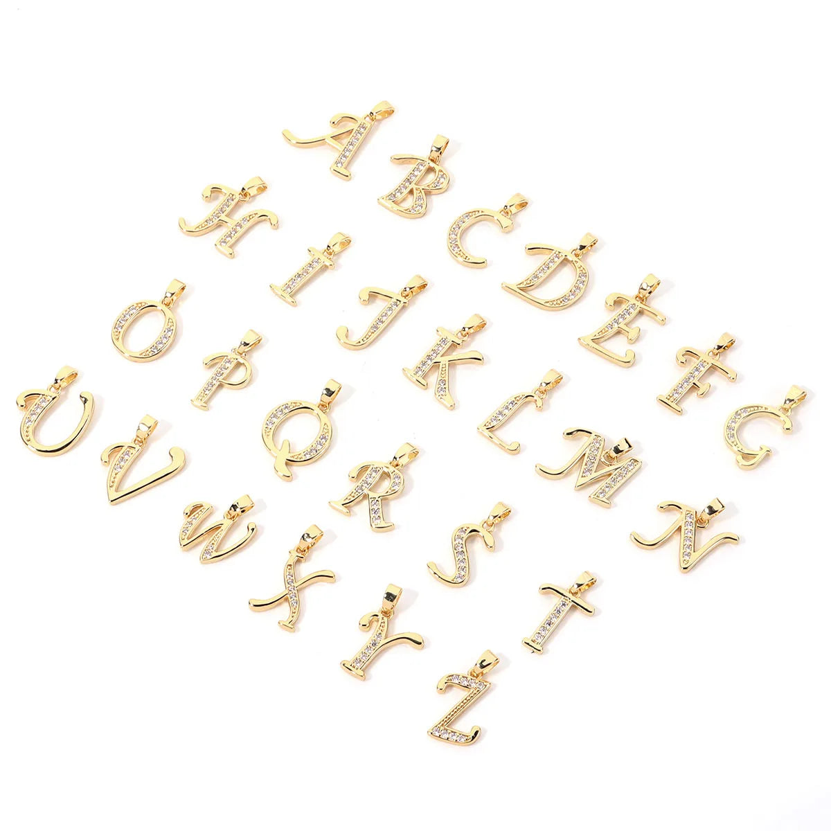 Metal A-Z Zircon Initial Letter Charm Pendant – DIY Jewelry Initial Letter Charm PLUSH