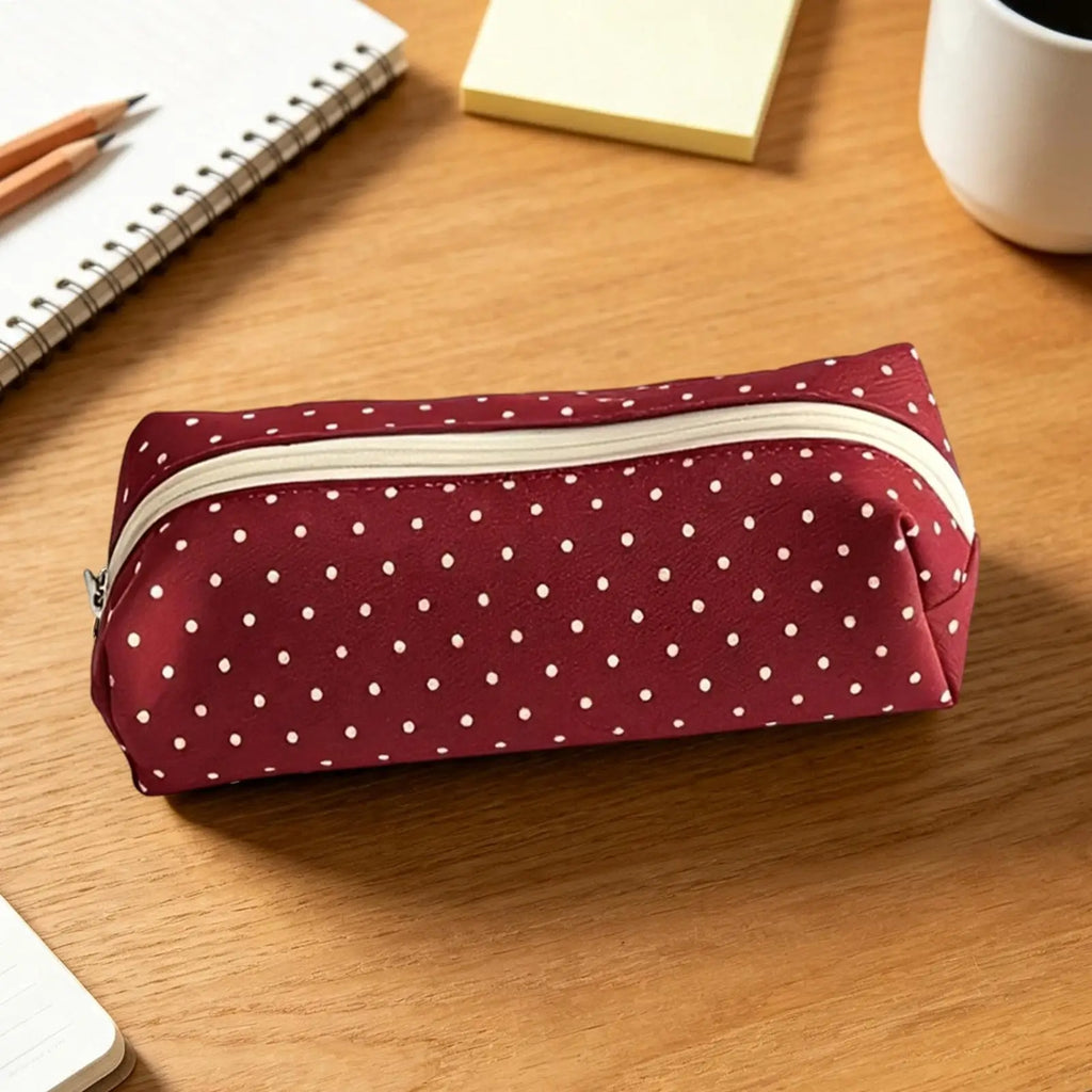 Dot Pencil Case – Large Canvas Stationery Organizer Bag Pencil Case PLUSH