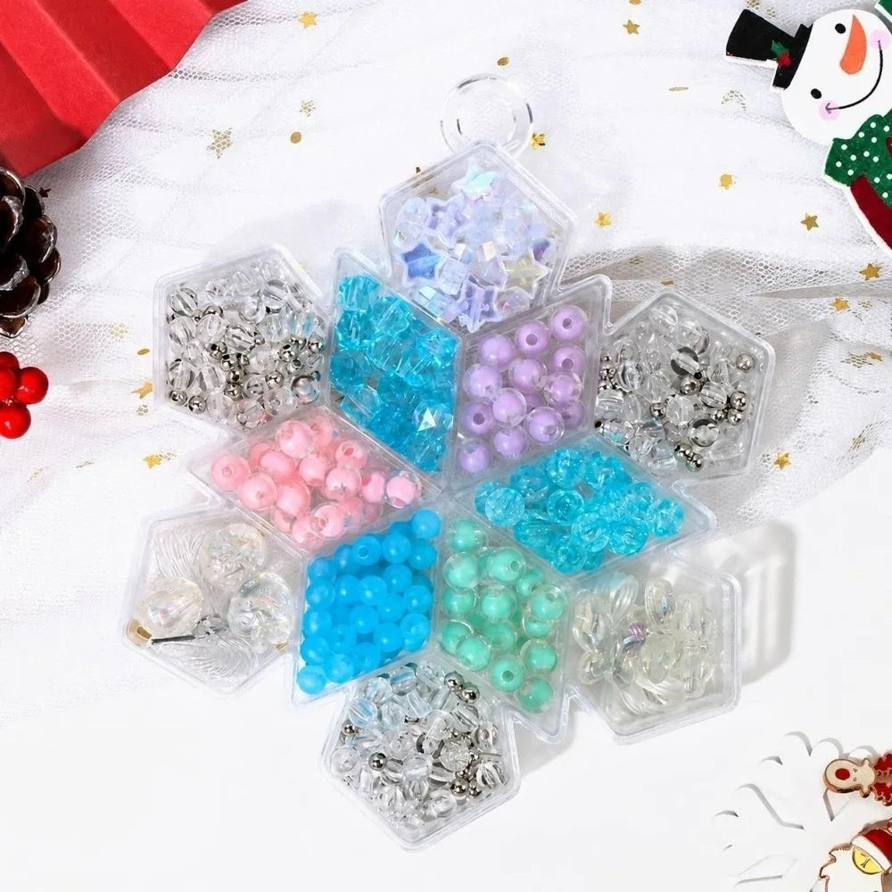 Christmas Beading DIY Kit – Snowflake Bracelet & Necklace Set Kids Jewelry Craft Kit PLUSH Style E