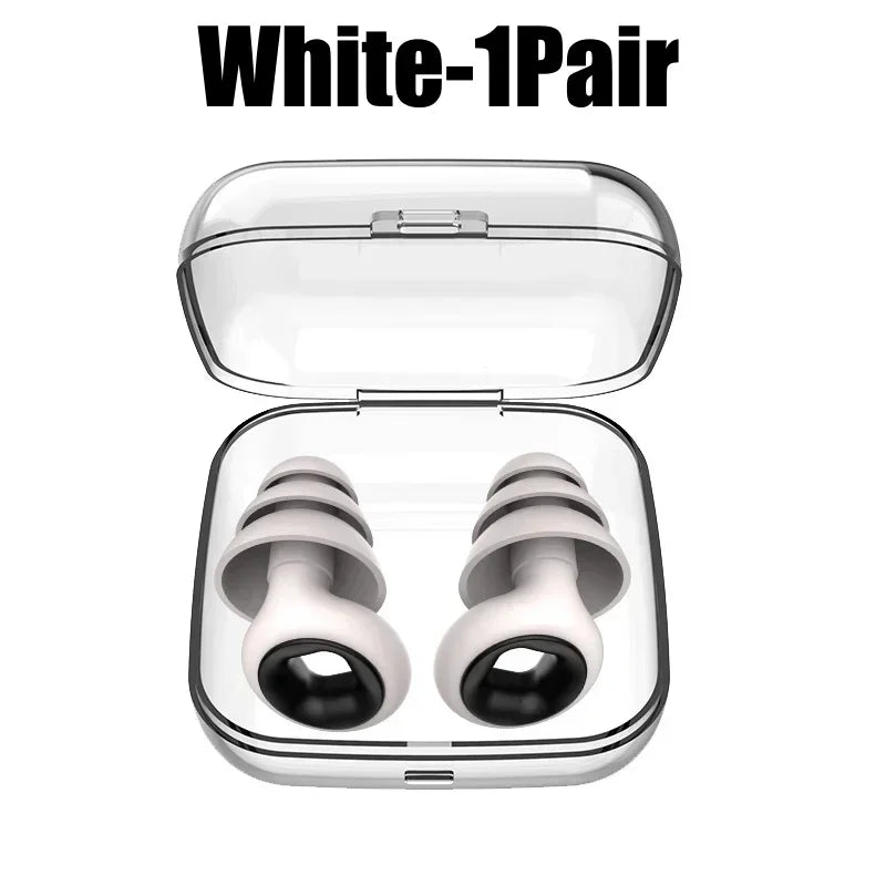 Silicone Earplugs Noise Reduction Soundproof Sleep Ear Plugs Noise Reduction Earplugs PLUSH White-1Pair