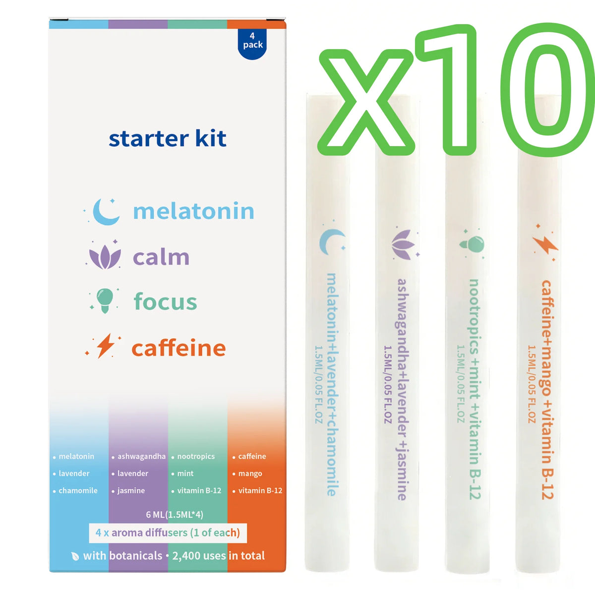 Natural Herbal Diffuser Pen Aromatherapy Inhaler Stick 4-Pack Aromatherapy Inhaler Stick PLUSH 1set Boxed x 10PCS