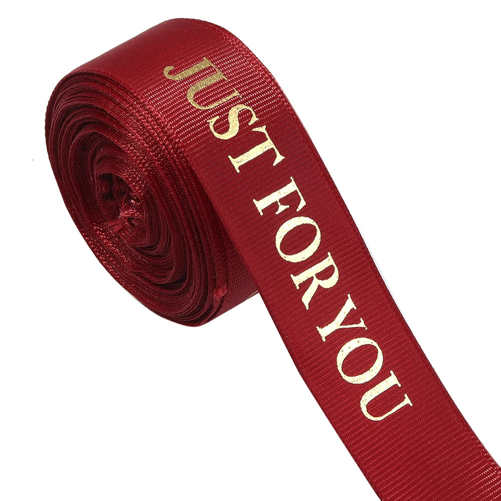 "Just For You" Printed Polyester Ribbon 25mm 10 Yards DIY Decorative Craft Ribbon PLUSH wine red