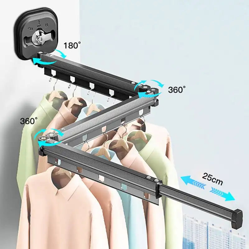 Wall-Mounted Folding Clothes Drying Rack | Retractable Aluminum Clothes Drying Rack PLUSH