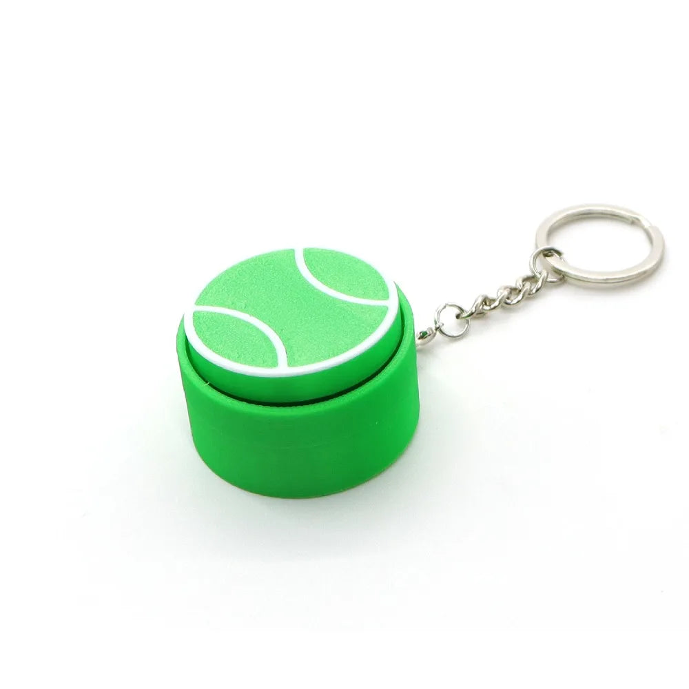 Sports Ball Clicker Keychain – Basketball Football Tennis Novelty Keychain PLUSH Style D