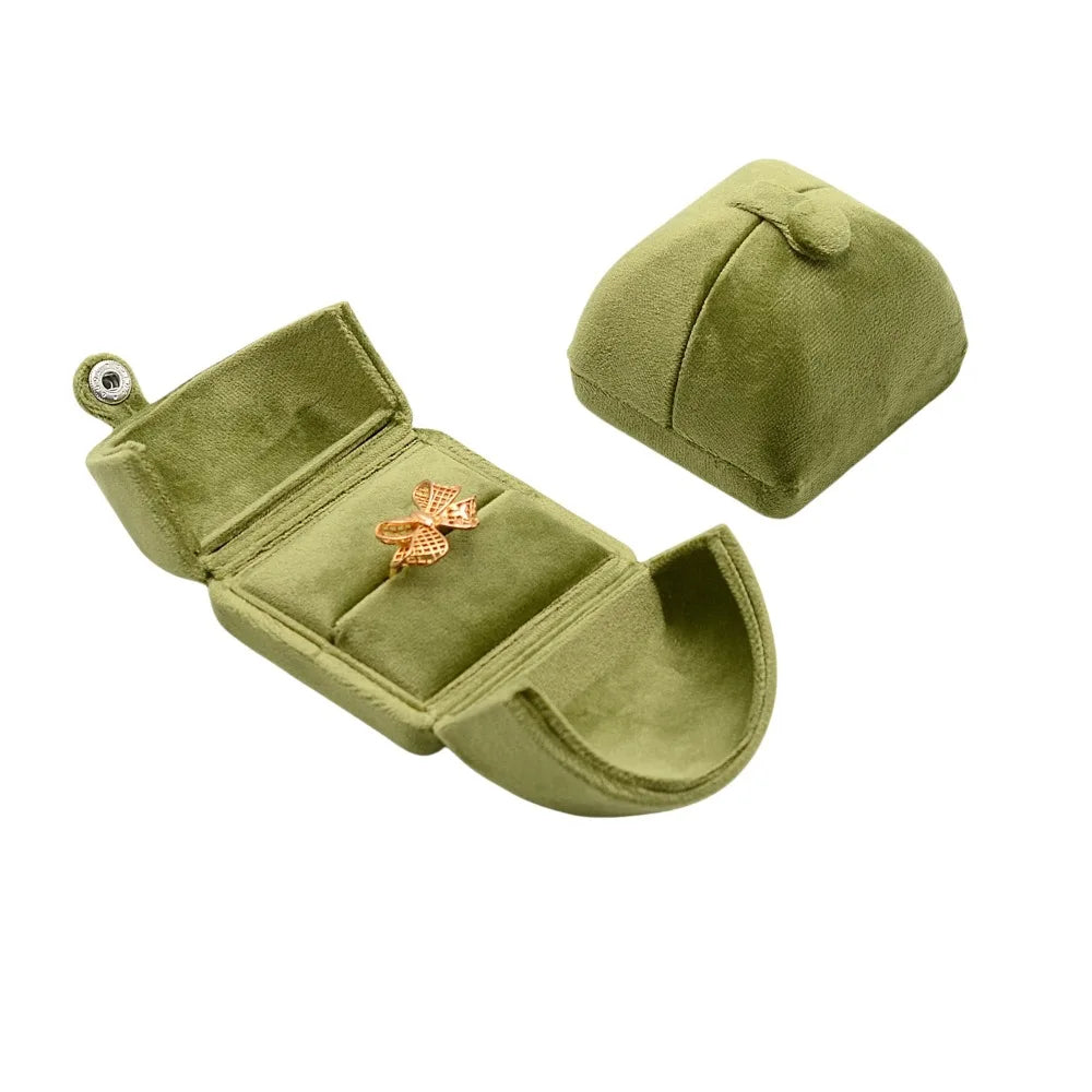Velvet Jewelry Box – Ring, Necklace & Bracelet Organizer Jewelry Storage Box PLUSH Green Ring Box