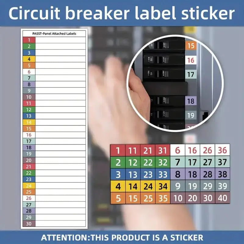 Waterproof Circuit Breaker Labels – Fuse Box Sticker Set Electrical Panel Labels PLUSH