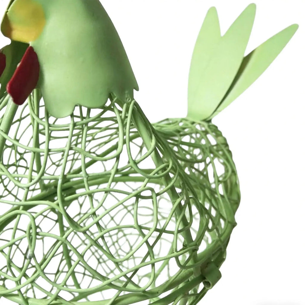 Hen Shaped Egg Basket | Farmhouse Wire Storage Holder Egg Storage Basket PLUSH